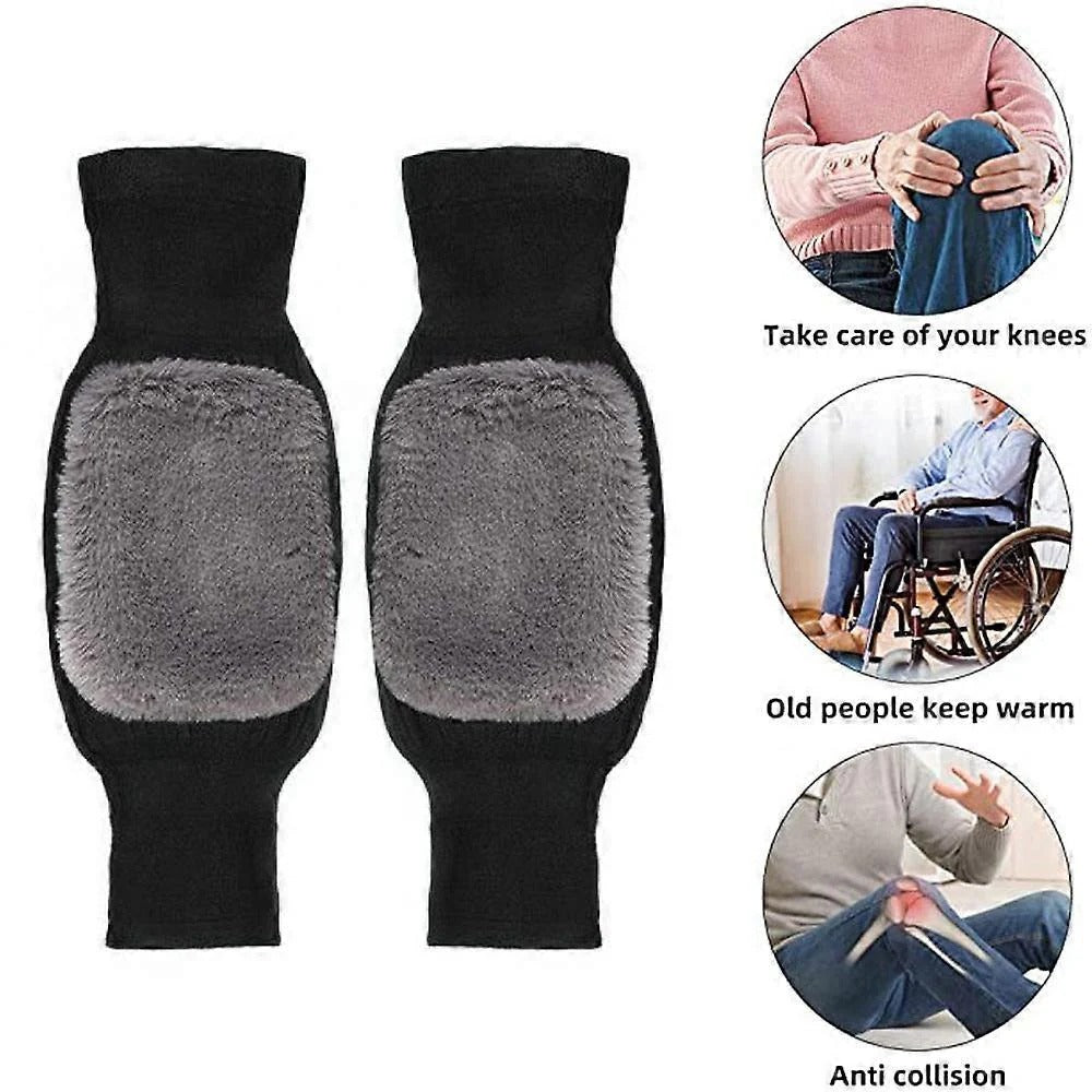 2 Pcs Warm Wool Knee Pads Super Elastic Knees Sleeves Support Protector