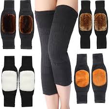 2 Pcs Warm Wool Knee Pads Super Elastic Knees Sleeves Support Protector